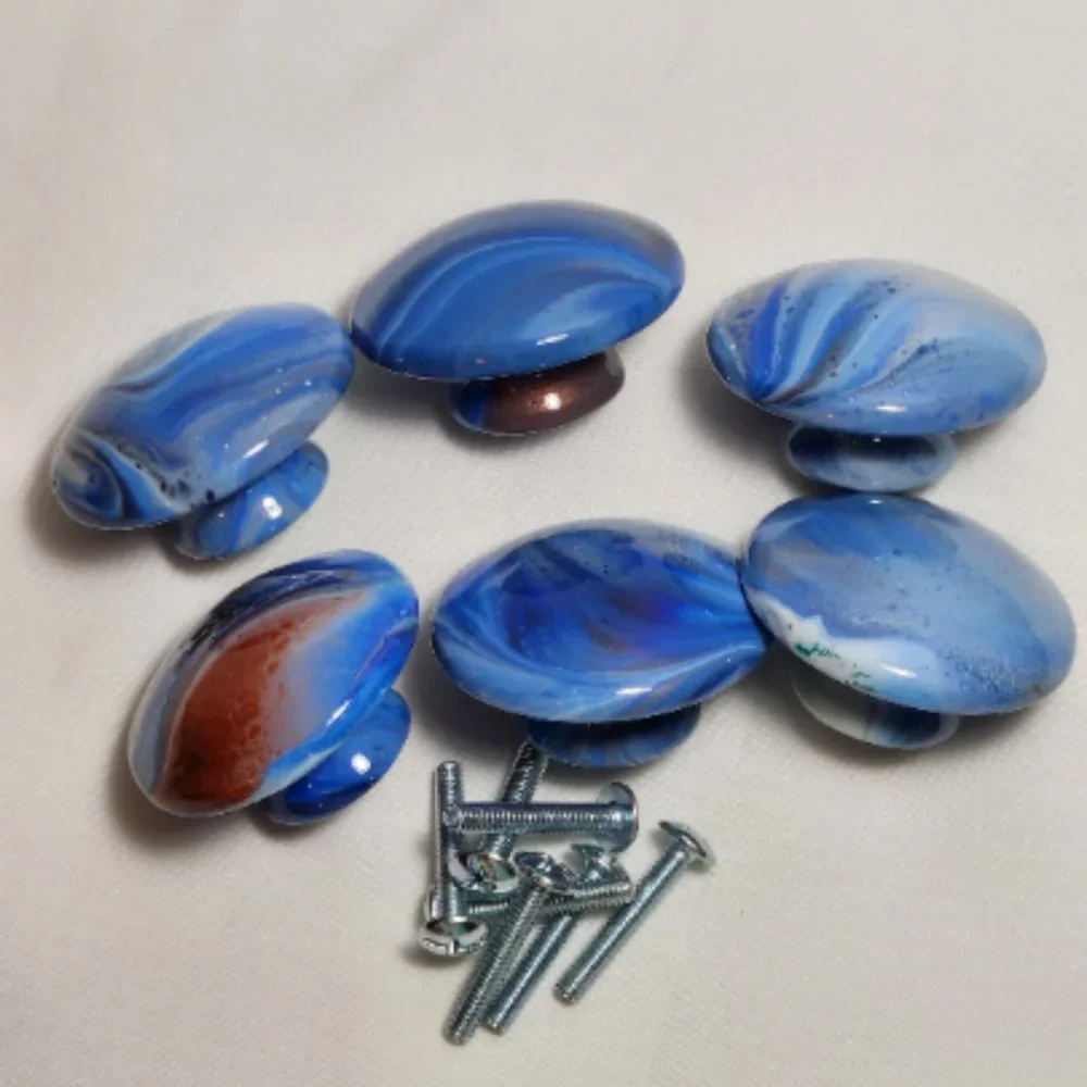 Hand Crafted Cabinet Door Knobs Hand Painted Wooden Resin Kitchen Nursery Deco